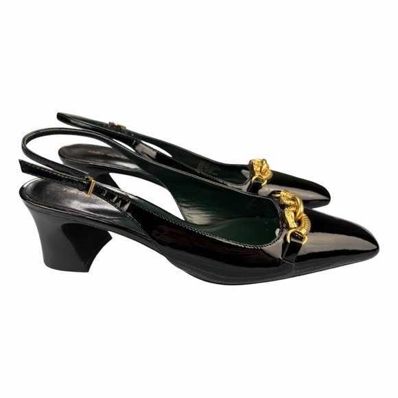 Tory Burch Women's Jessa Sling Back Pump Black Patent Finish In Size 9.5M - Picture 3 of 14
